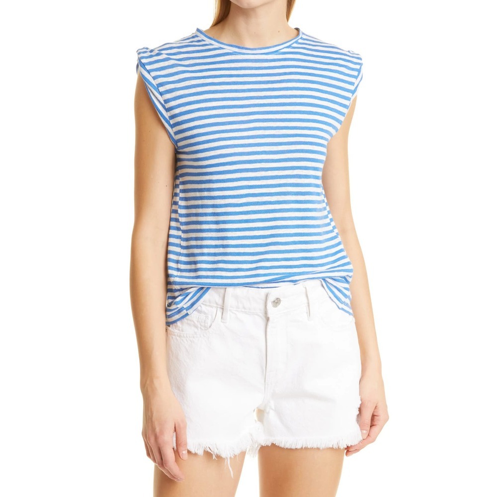 FRAME Roll Cuff Organic Linen Muscle in Jet Stream Multi Size S